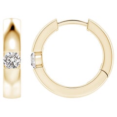 ANGARA Natural Round 0.15ctDiamond Hoop Earrings in 14K Yellow Gold (Color-I-J)