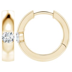 ANGARA Natural Round 0.35ct Diamond Hoop Earrings in 14K Yellow Gold (Color-G)