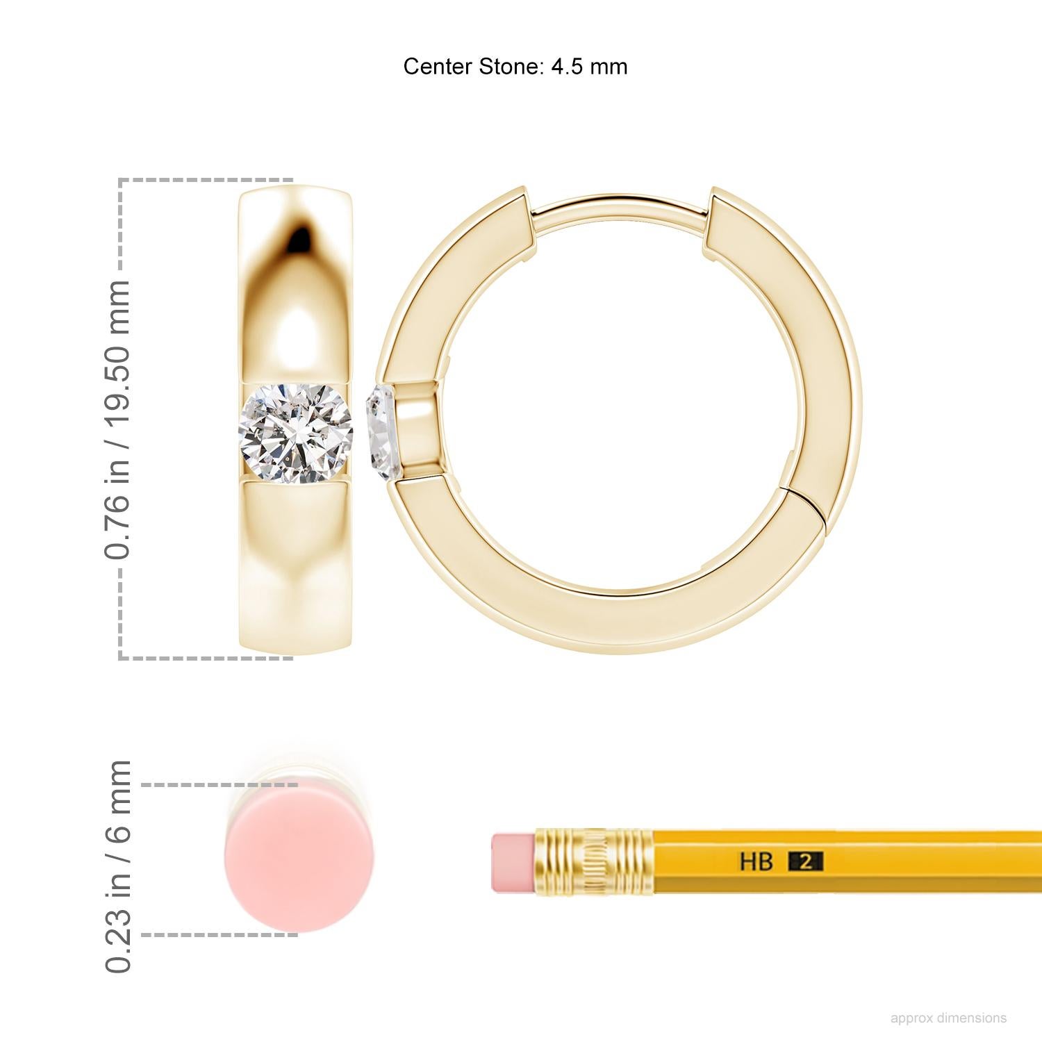 Les anneaux sont ornés de magnifiques diamants ronds en serti clos. Ces boucles d'oreilles articulées en diamant sont conçues en or jaune 14k et épousent parfaitement vos oreilles.
Le diamant est la pierre de naissance du mois d'avril et le cadeau