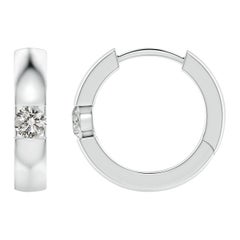 Natural Round Diamond Hoop Earrings in Platinum (Size-2.5mm, Color-K)