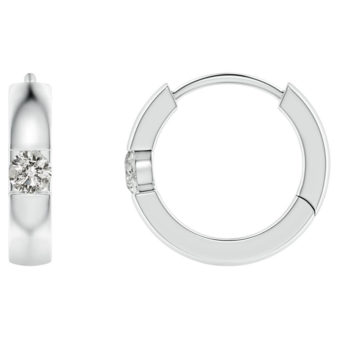 Natürliche runde Diamant-Creolen aus Platin (Größe-2 mm, Farbe-K) im Angebot