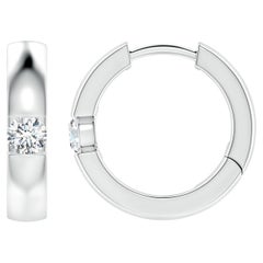 ANGARA Natural Round 0.15ct Diamond Hoop Earrings in Platinum (Color-G)
