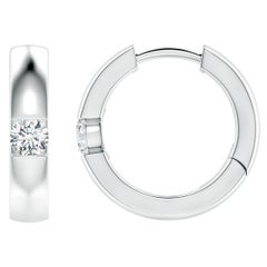 Natürliche runde Diamant-Creolen aus Platin (Größe-3 mm, Farbe-G)