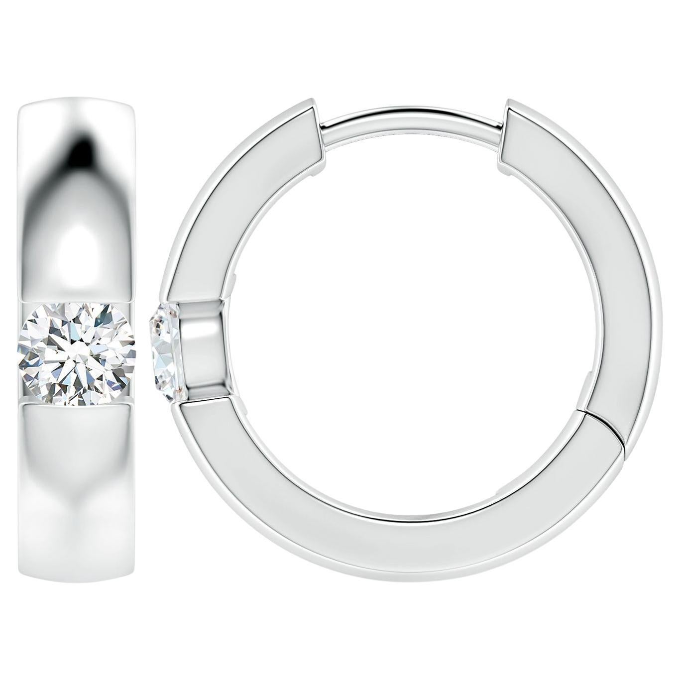 Natural Round 0.35ct Diamond Hoop Earrings in Platinum (Color-G, Clarity-VS2)