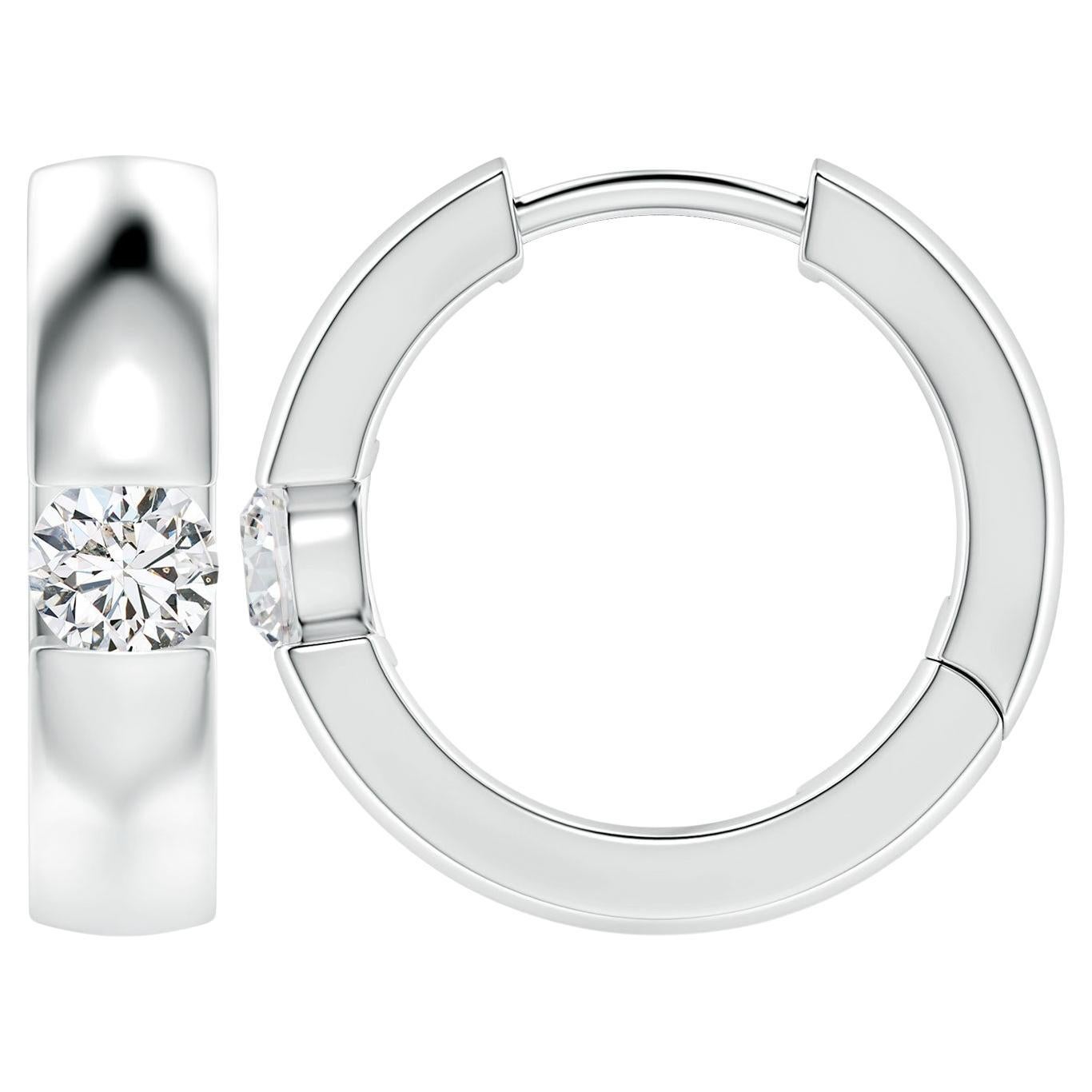 ANGARA Natural Round 0.35ct Diamond Hoop Earrings in Platinum (Color-H)