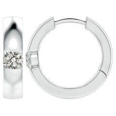 ANGARA Natural Round 0.35ct Diamond Hoop Earrings in Platinum (Color-K)