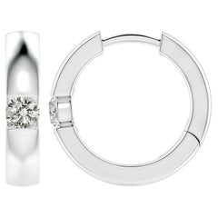 ANGARA Natural Round 0.23ct Diamond Hoop Earrings in Platinum (Color-K)