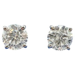 Natural Round Diamond Stud Earrings in 14kt White Gold - 1.40ctw