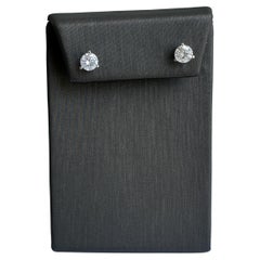 Natural Round Diamond Studs in 14kt White Gold - 1.54ctw, Appraised, New