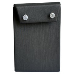 Clous d'oreilles en or blanc 14 carats avec diamants ronds naturels de 1,54 carat, évalués, neufs