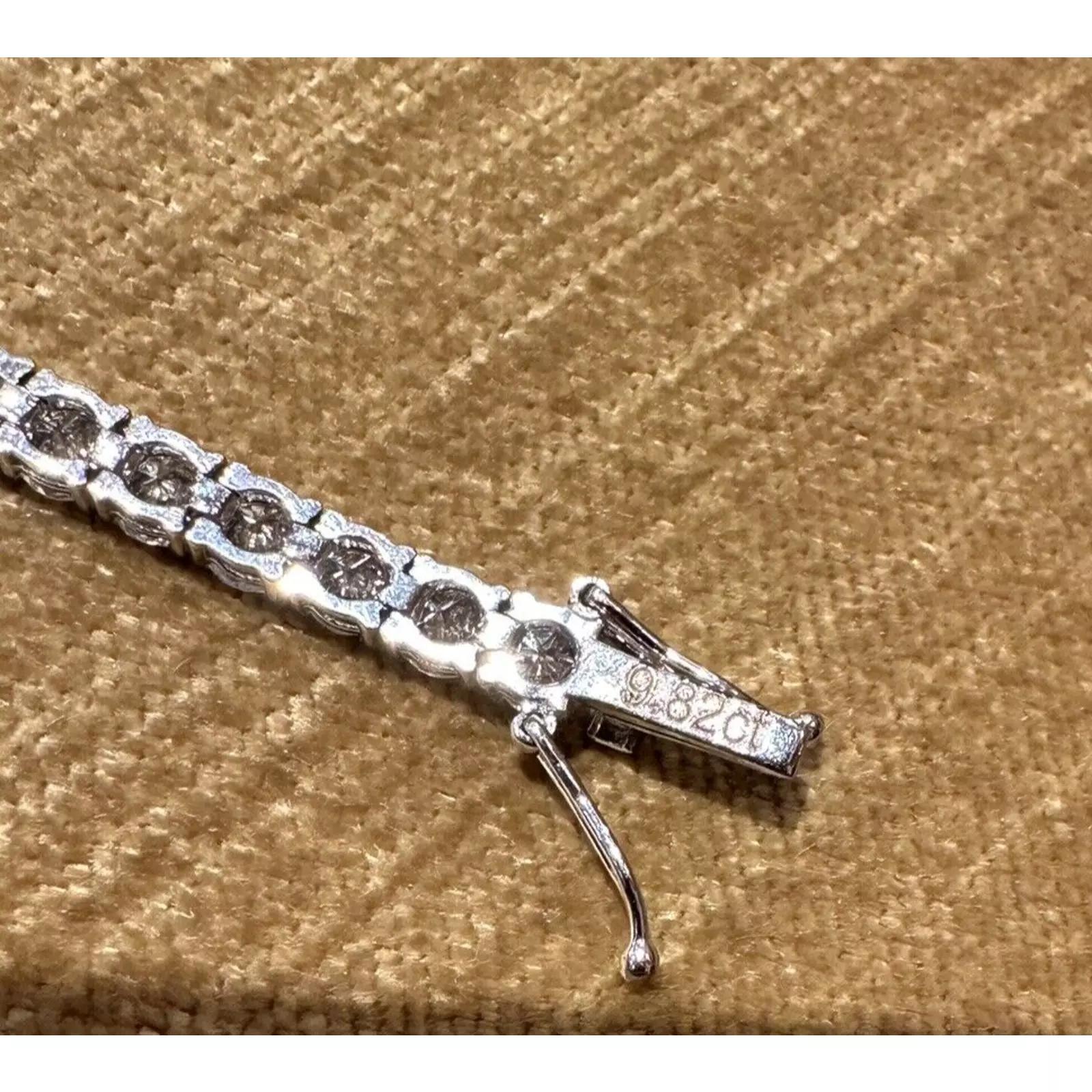 Bracelet de tennis en diamant rond naturel 9.82 carat total en or blanc 14k 7