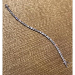 Bracciale tennis con diamanti tondi naturali da 9,82 carati in oro bianco 14k 7".