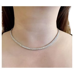 Natural Round Diamond Tennis Necklace 10.00 carat total weight in 18k White Gold