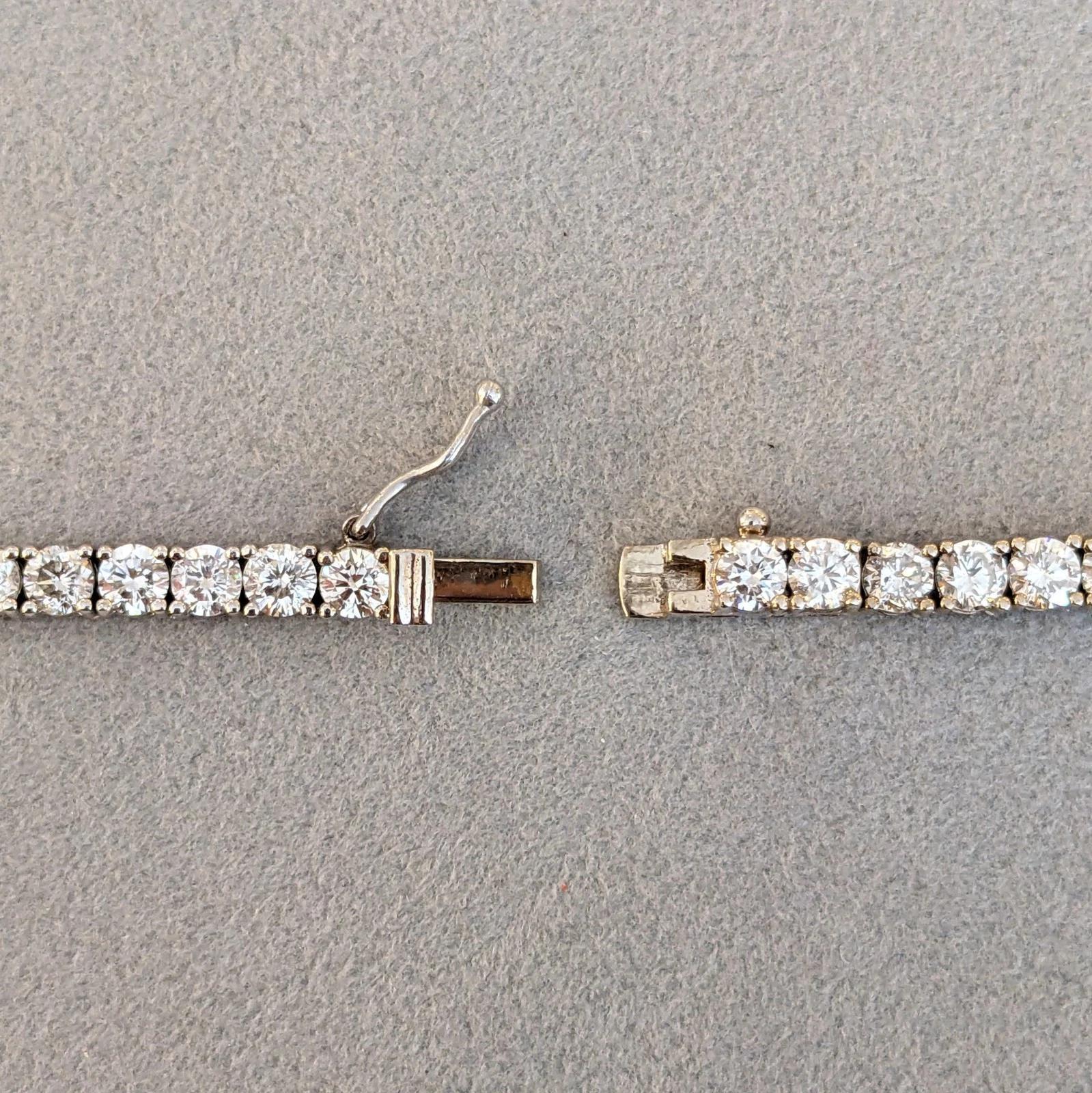 Collier de tennis en diamant rond naturel 18.63 cttw en or blanc 14k 18.25