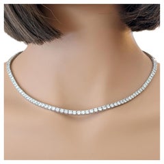Collar de Tenis de Diamantes Redondos Naturales 18,63 cttw en Oro Blanco de 14k