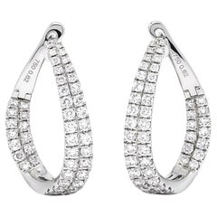 Diamanti rotondi naturali da 1,30 carati in oro bianco 18 carati con orecchino a cerchio in e out