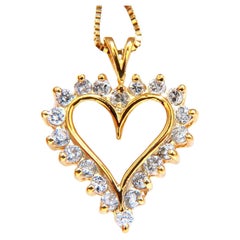 Natural Round Diamonds Heart Necklace 14kt .60ct