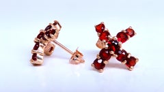 Boucles d'oreilles à clous en grenat rond naturel « x », or 14 carats 12607**