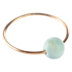 Natürlicher runder Hemimorphit 18 Karat Rosa Roségold Planet Wasser Boho Band Ring