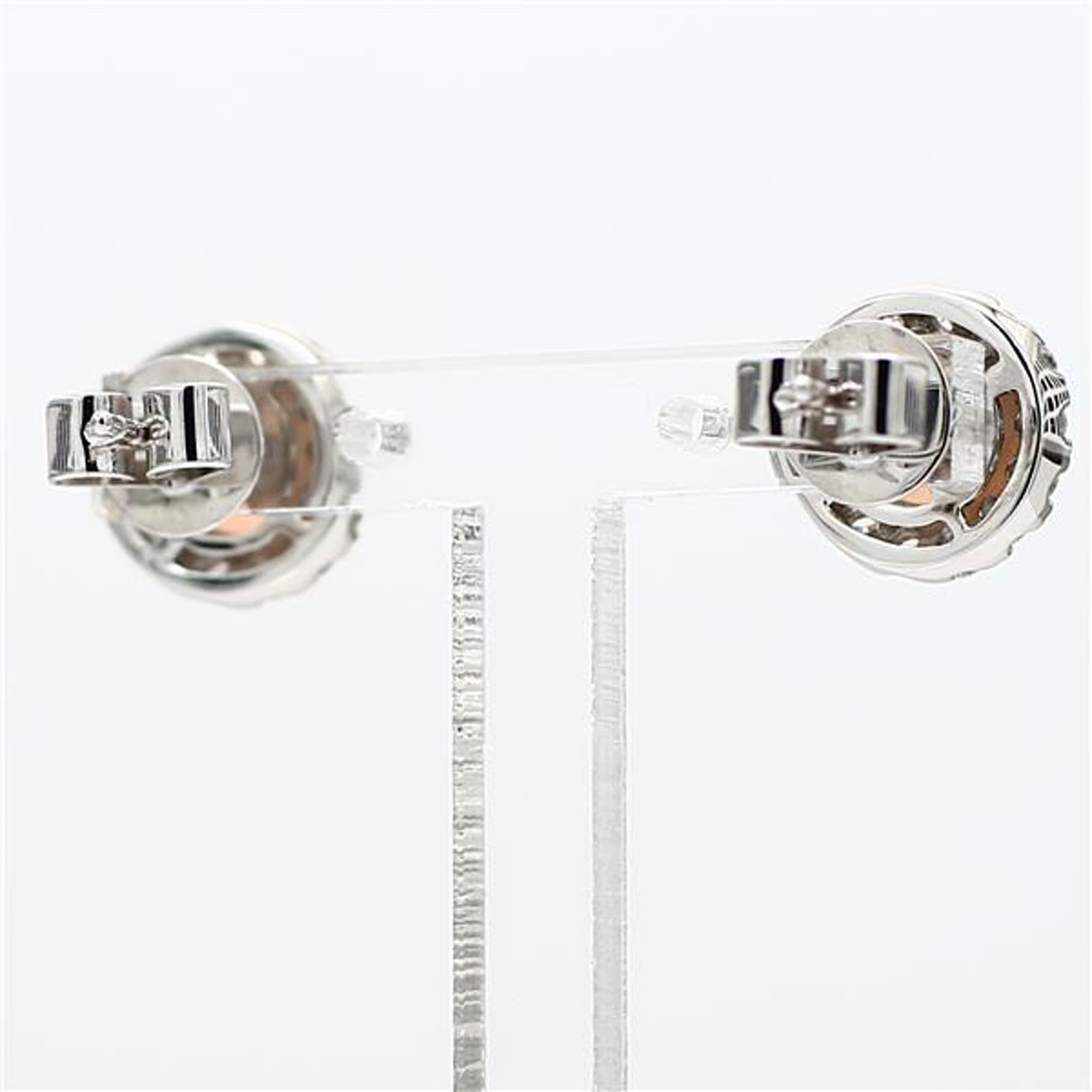Natural Round Opal and White Diamond 1.86 Carat TW White Gold Stud Earrings In New Condition For Sale In New York, NY