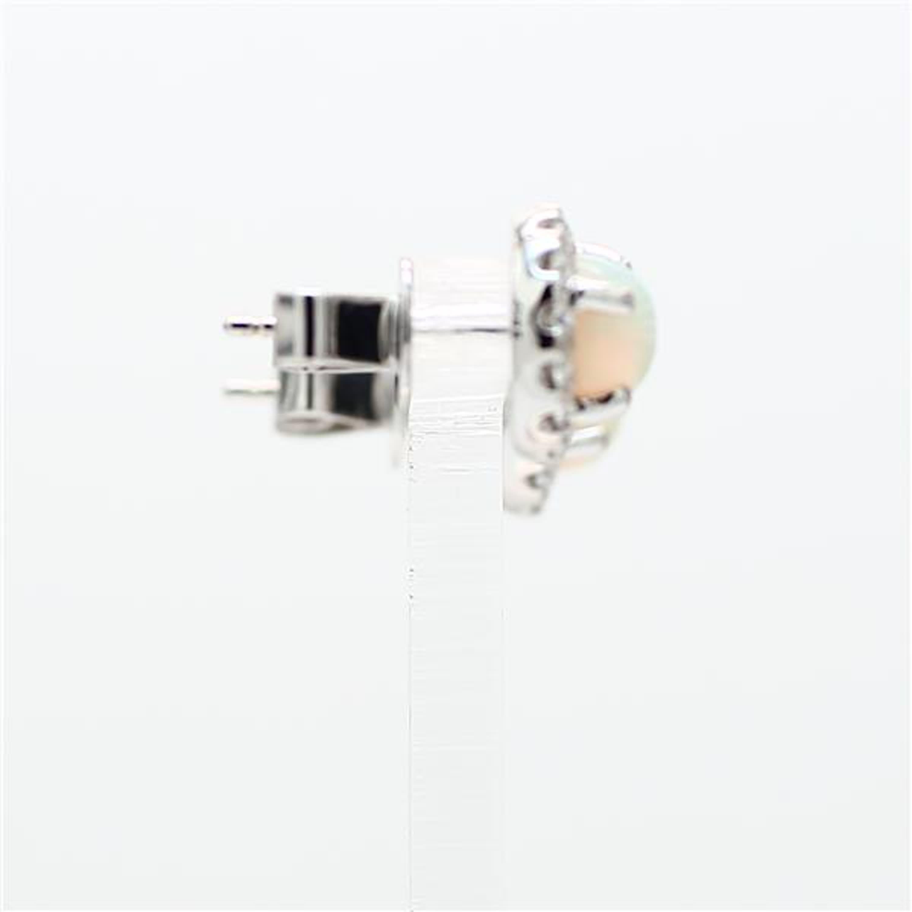 Women's Natural Round Opal and White Diamond 1.86 Carat TW White Gold Stud Earrings For Sale