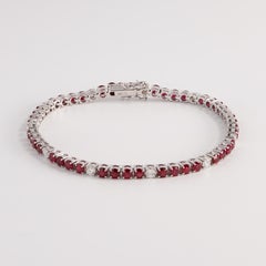 Natural Round Ruby and Diamond Tennis Bracelet
