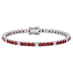 Natural Round Ruby and Diamond Tennis Bracelet