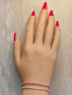 Natürlicher runder Rubin und weißer Diamant 3,50 Karat TW Gold Tennisarmband