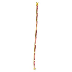 Bracelet tennis en or jaune 14 carats avec rubis naturel rond et diamants de 6,75 pouces