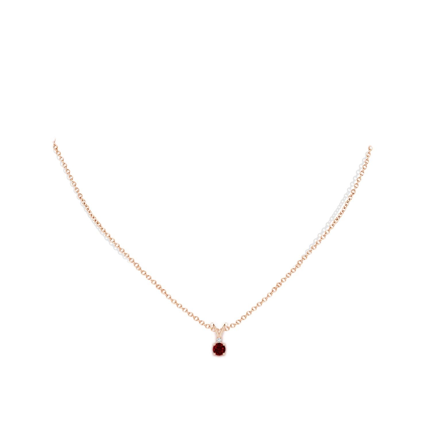 Round Cut ANGARA Natural Round 0.34ct Ruby Solitaire Diamond Pendant in 14K Rose Gold  For Sale