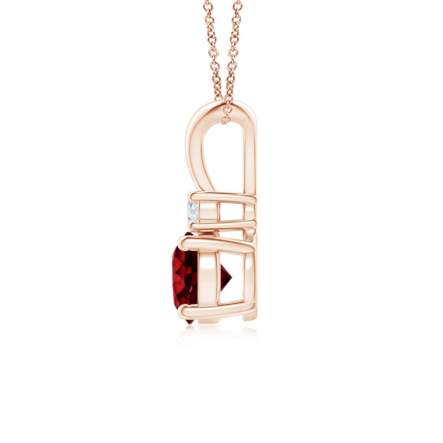 ANGARA Colgante de diamante solitario de rubí redondo natural de 1 ct en oro rosa de 14 quilates Corte redondo en venta