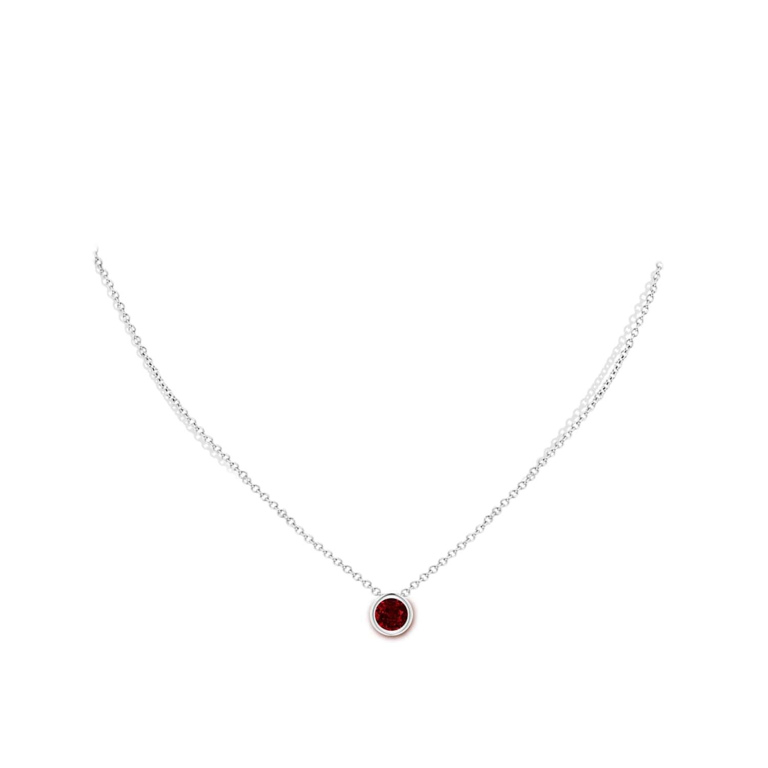 Round Cut Natural Round Ruby Solitaire Pendant in 14K White Gold (Size-6mm) For Sale