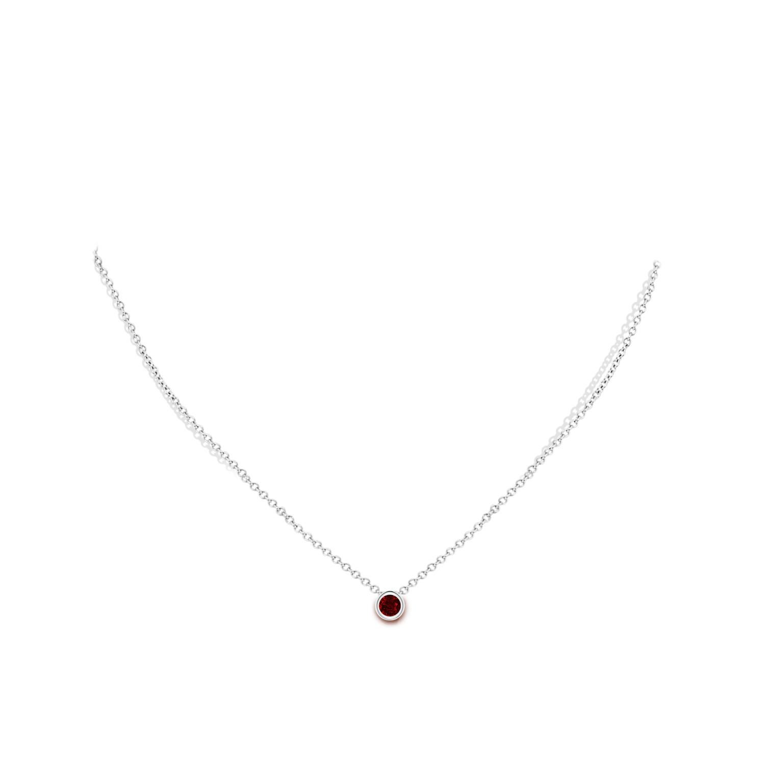 Round Cut Natural Round Ruby Solitaire Pendant in Platinum (Size-4mm) For Sale