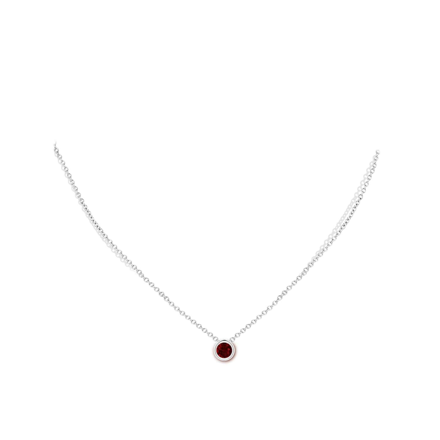 Round Cut Natural Round Ruby Solitaire Pendant in Platinum (Size-5mm) For Sale
