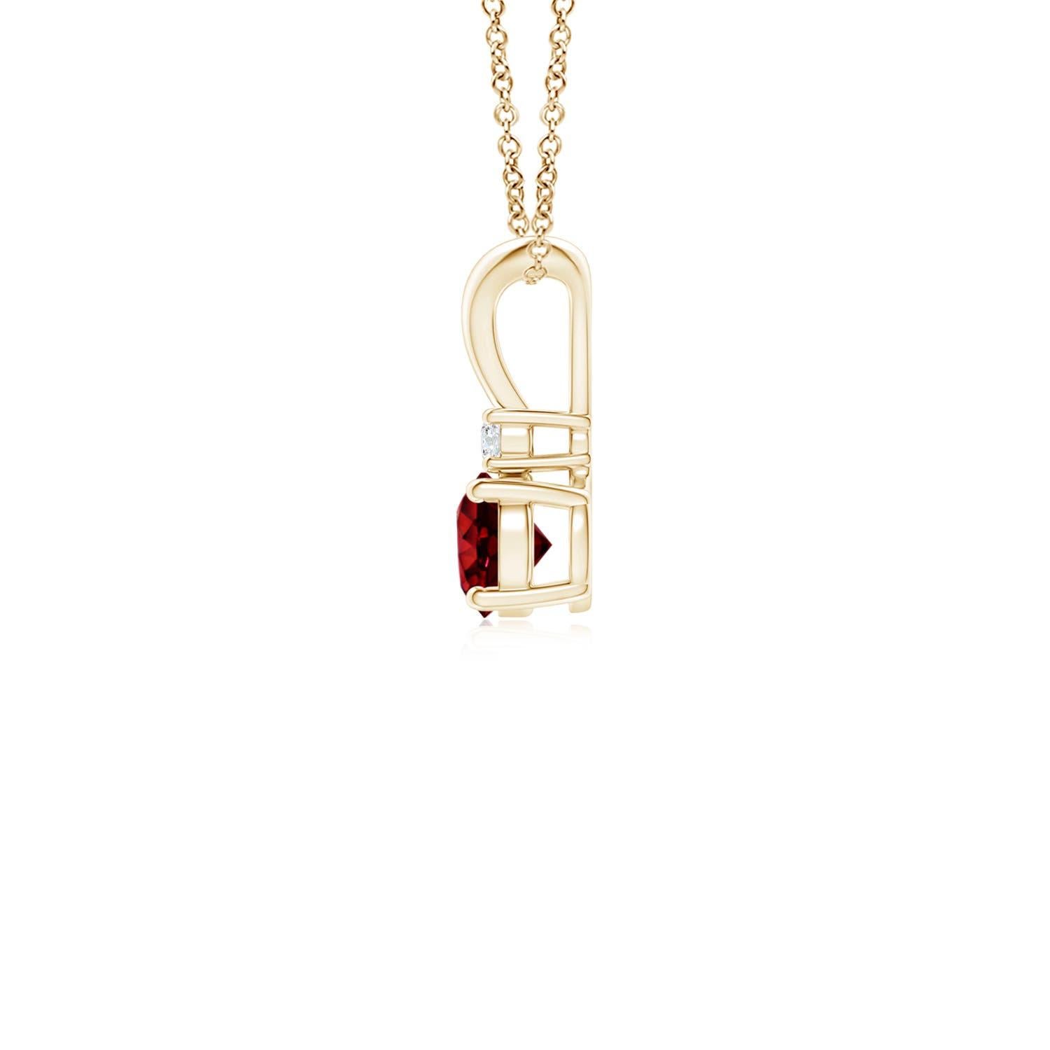 Modern ANGARA Natural Round 0.34ct Ruby Solitaire Pendant with Diamond in Yellow Gold For Sale