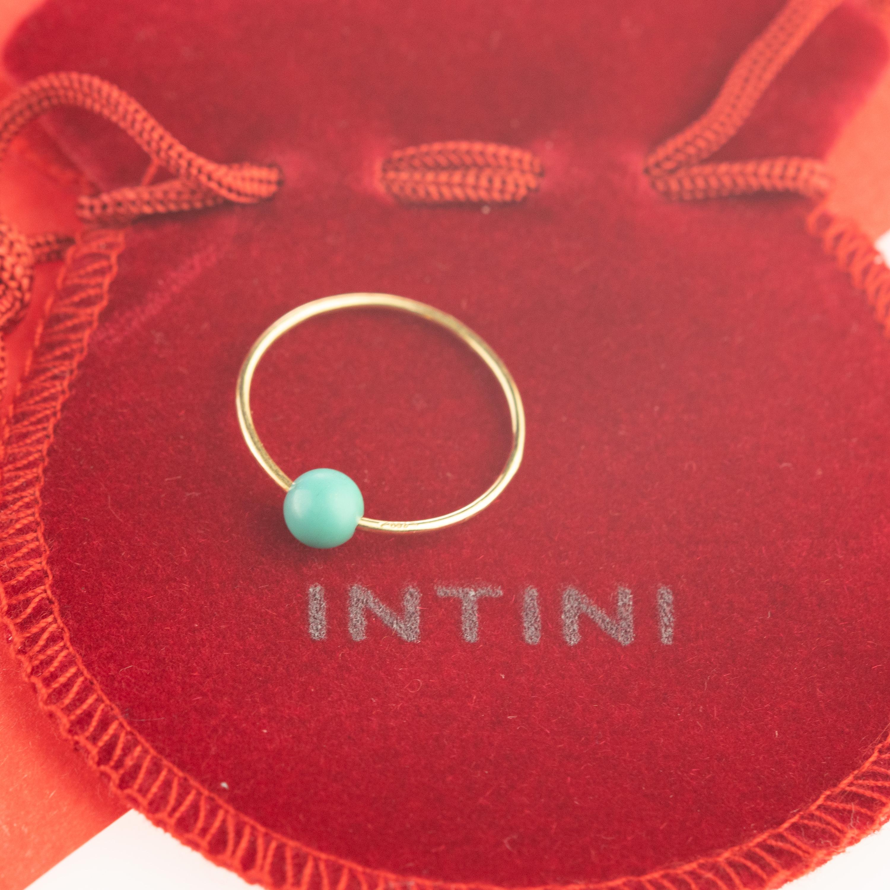 Natürlicher runder Türkis Solitär 18 Karat Gold Planet Neptune Boho Band Ring im Angebot 3