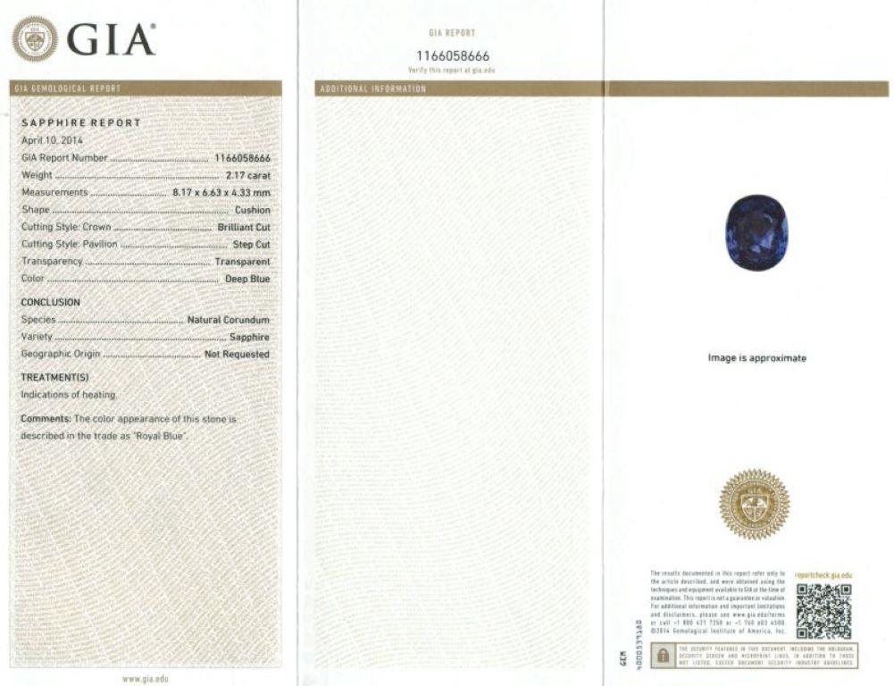 Taglio misto Gemma di zaffiro blu reale Nature 2,17 carati con rapporto GIA / JUPITERGEM in vendita
