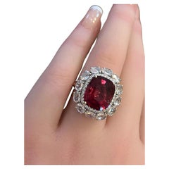 Natural Rubellite and Diamond Ring in 18k White Gold Natural Rubellite and Diamond Ring in 18k White Gold
