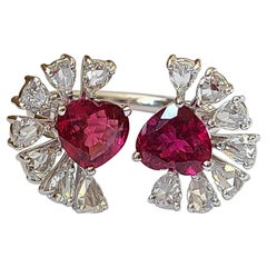 Natural Rubellite and Diamond Ring Set in 18 Karat Gold Natural Rubellite and Diamond Ring Set in 18 Karat Gold