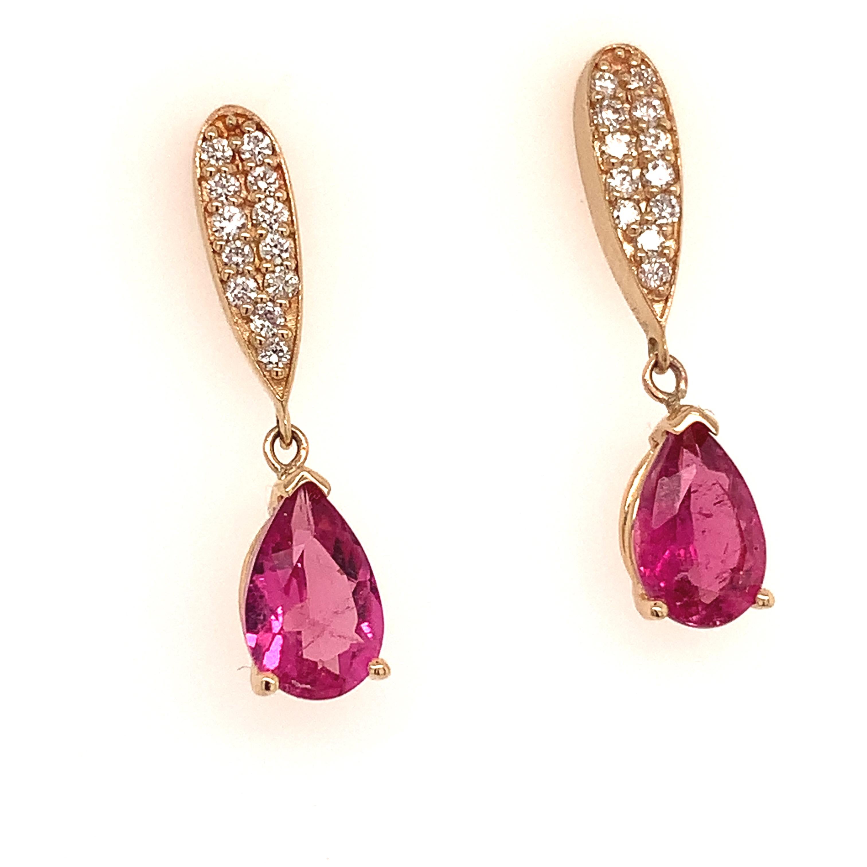 Natural Finely Faceted Quality Natural Tourmaline Rubellite Diamond Earrings 14k Gold 1.60 TCW Certified $3,090 018673

Please look at the video attached for this item. With the video you can see the movement of the item and appreciate the faceting