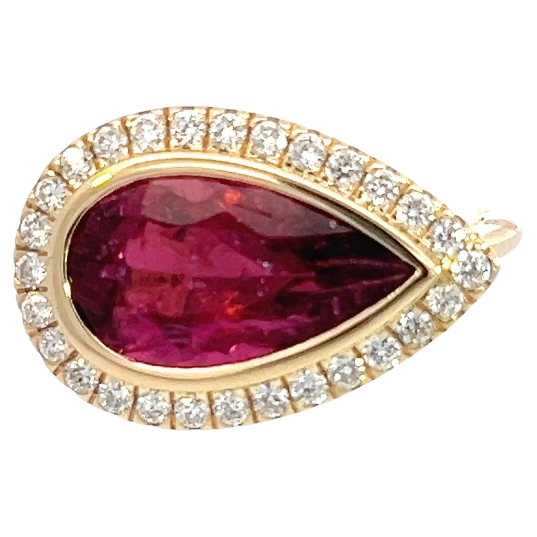 Natural Rubellite Diamond Ring 6.5 14k Y Gold 4.68 TCW Certified For Sale