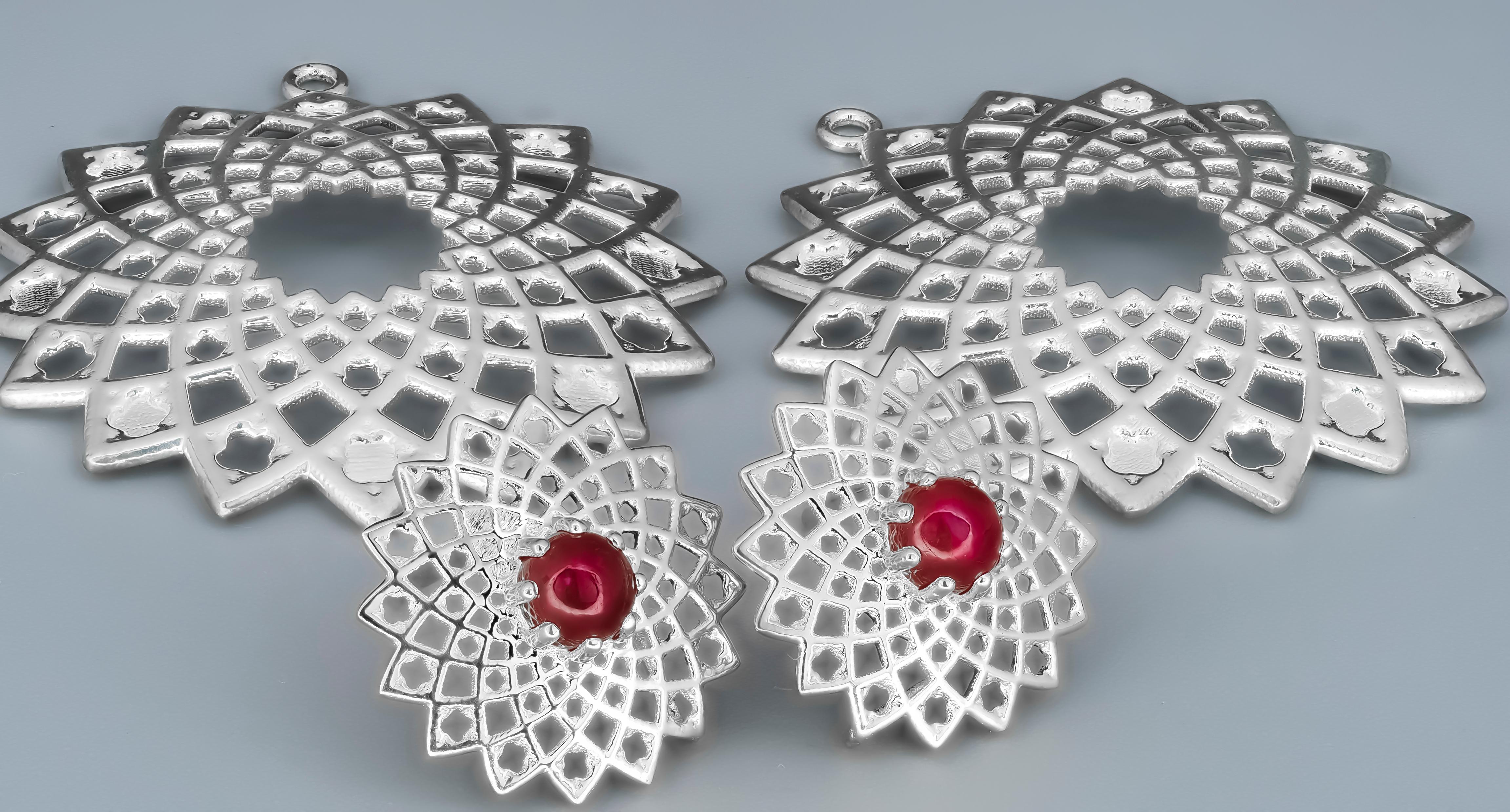Natural Rubies Earrings In New Condition For Sale In Istanbul, TR