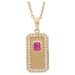 Natural Ruby 0.26cts & Diamond 0.22cts Pendant in 14k Gold