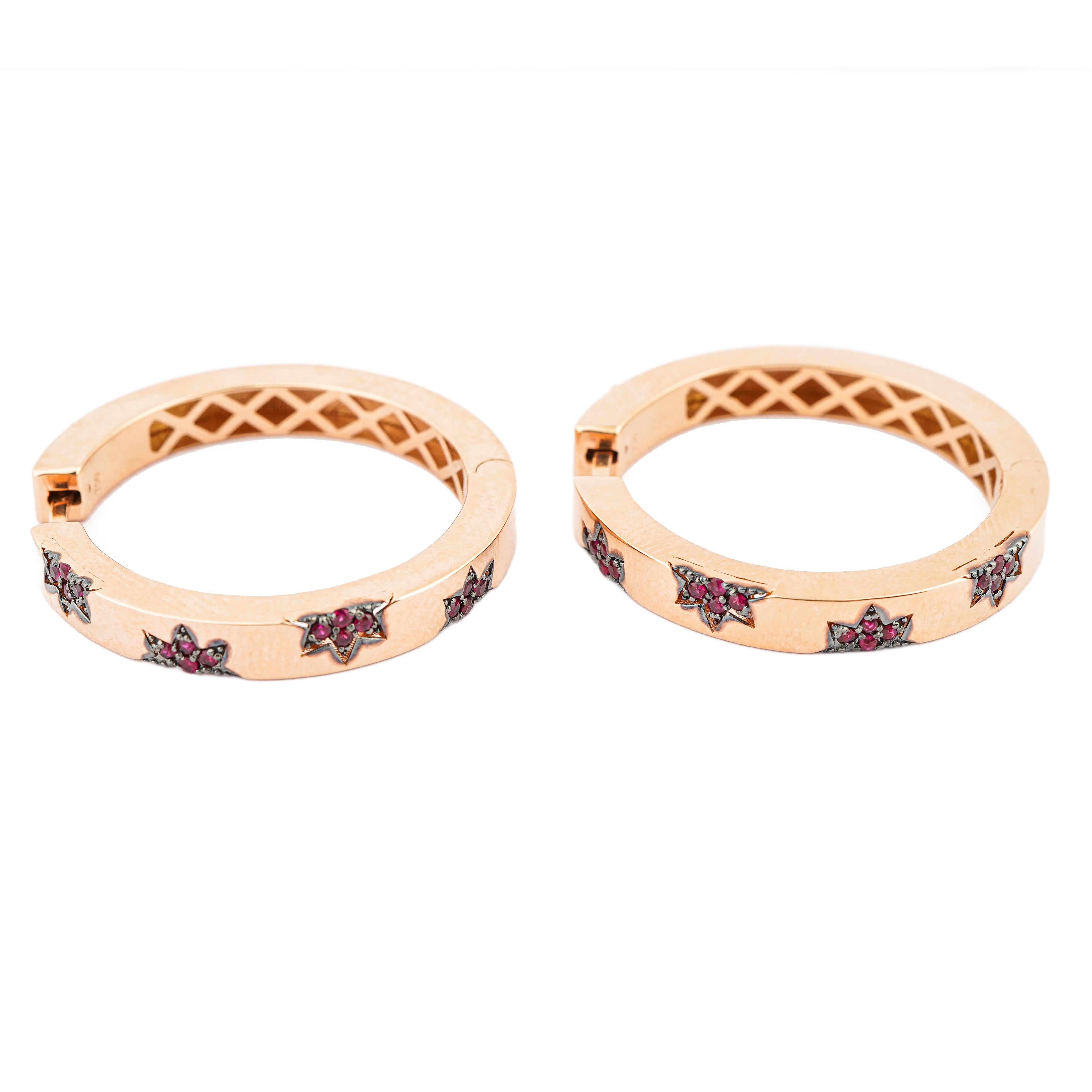 Natürlicher Rubin 0,31cts Ohrring in 18k Gold (Asscher-Schliff) im Angebot