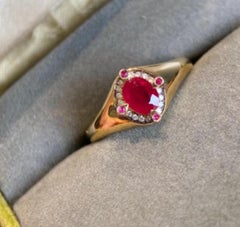 Natural Ruby 0.48cts & Diamond 0.06cts Ring in 14k Gold