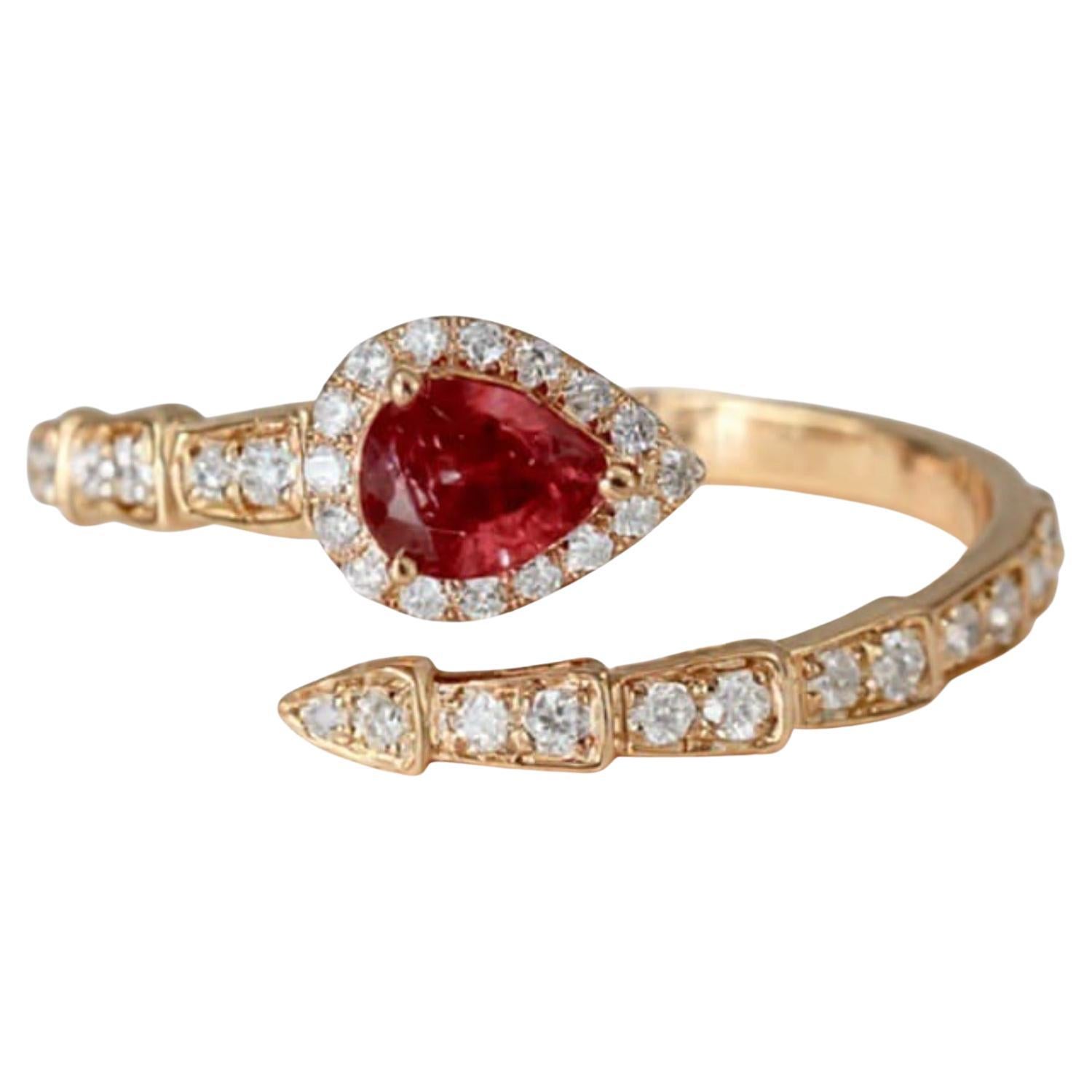 14k Gold Ruby 0.4ct & Diamond 0.45ct Ring, New Creation