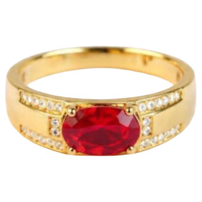 Natural Ruby 0.54cts & Diamond 0.05cts Ring in 14k Gold