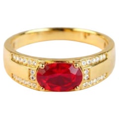 Natural Ruby 0.54cts & Diamond 0.05cts Ring in 14k Gold