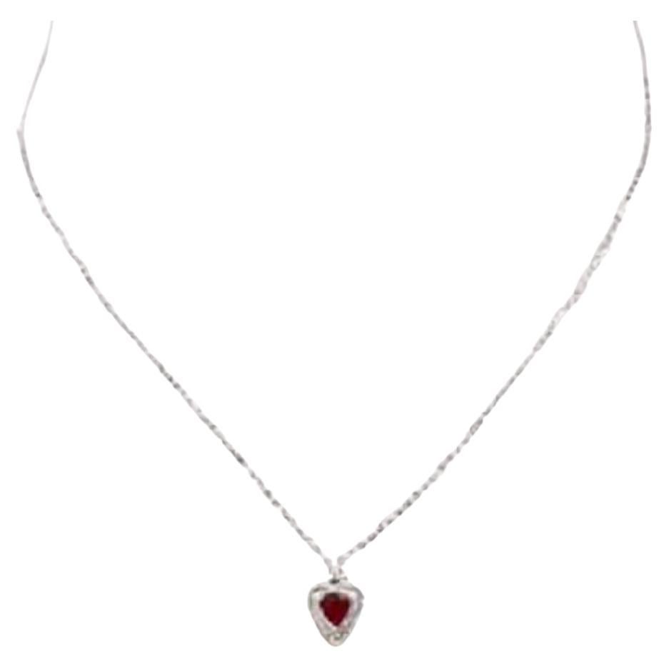 Stunning 18K White Gold Ruby 0.63ct & Diamond 0.18ct Necklace For Sale