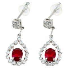 Natural Ruby 0.7cts & Diamond 0.37cts Earring in 14k Gold